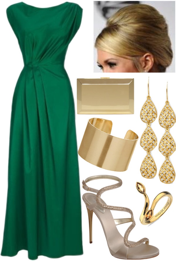 Emerald green dress accessories